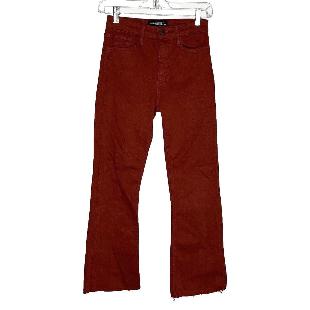 Just Black Denim Jeans Womens 0 24" Rust Orange‎ Crop Demi Flare Casual Colorful